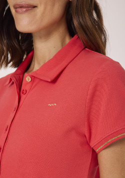 Robe polo à manches courtes corail femme