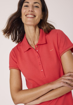 Robe polo à manches courtes corail femme