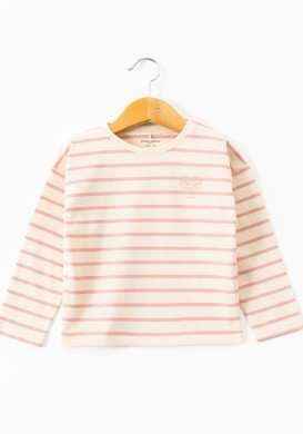 Marinière manches longues rayée rose fille