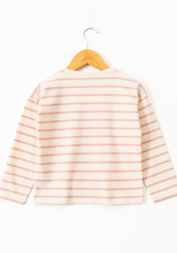Marinière manches longues rayée rose fille