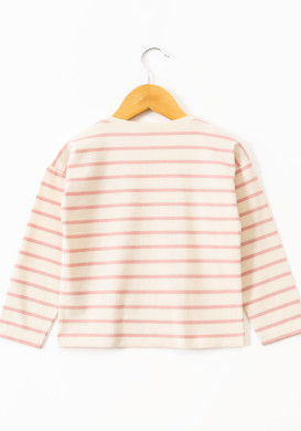 Marinière manches longues rayée rose fille