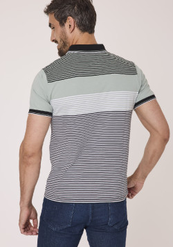 Polo manches courtes à rayures multicolores homme