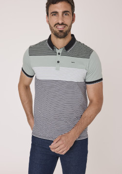Polo manches courtes à rayures multicolores homme