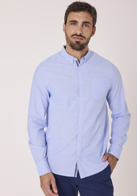 Chemise manches longues bleu homme 100% coton Chemise manches longues bleu homme 100% coton