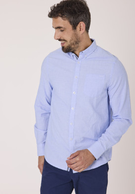 Chemise manches longues bleu homme 100% coton Chemise manches longues bleu homme 100% coton