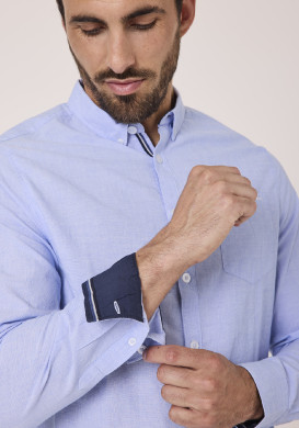 Chemise manches longues bleu homme 100% coton Chemise manches longues bleu homme 100% coton