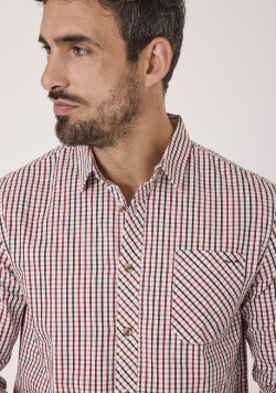 Chemise manches longues à carreaux homme 100% coton