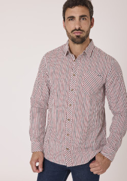 Chemise manches longues à carreaux homme 100% coton