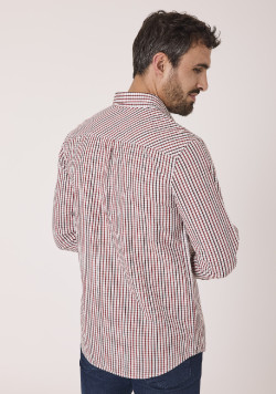 Chemise manches longues à carreaux homme 100% coton