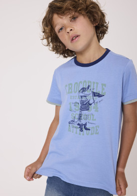 Tee-shirt manches courtes graphique bleu garçon Tee-shirt manches courtes graphique bleu garçon