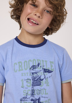Tee-shirt manches courtes graphique bleu garçon