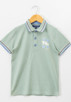 Polo manches courtes 100% coton vert garçon