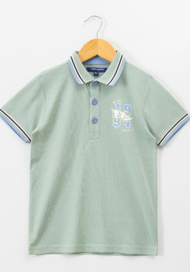 Polo manches courtes 100% coton vert garçon