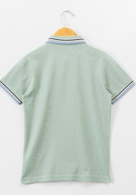 Polo manches courtes 100% coton vert garçon