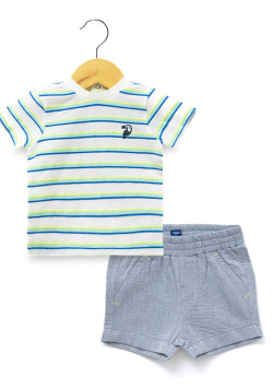Ensemble tee-shirt rayé et shirt coton bébé garçon
