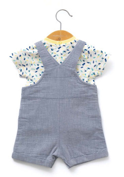Ensemble salopette bleue et tee-shirt manches courtes bébé garçon