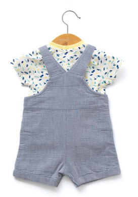 Ensemble salopette bleue et tee-shirt manches courtes bébé garçon Ensemble salopette bleue et tee-shirt manches courtes bébé garçon