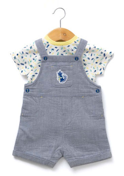 Ensemble salopette bleue et tee-shirt manches courtes bébé garçon