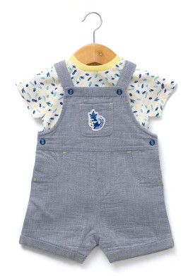 Ensemble salopette bleue et tee-shirt manches courtes bébé garçon Ensemble salopette bleue et tee-shirt manches courtes bébé garçon