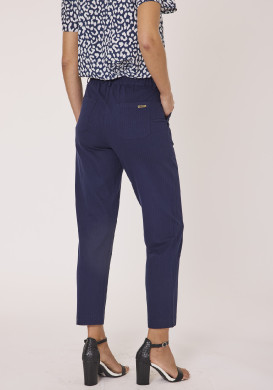 Pantalon fluide 7/8ème bleu femme