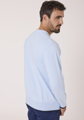 Pull col polo bleu ciel homme Pull col polo bleu ciel homme