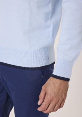 Pull col polo bleu ciel homme Pull col polo bleu ciel homme