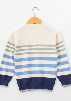 Pull col rond à rayures multicolores garçon Pull col rond à rayures multicolores garçon