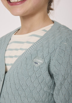 Gilet tricot vert fantaisie fille