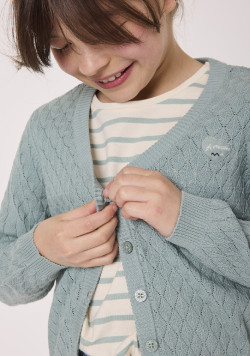 Gilet tricot vert fantaisie fille