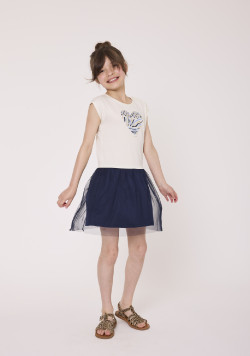 Robe fille effet 2-en-1 manche courtes