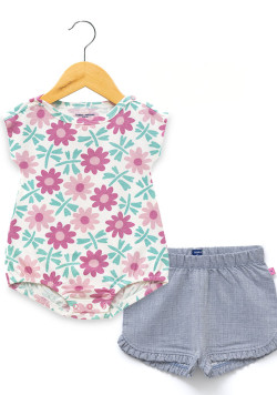 Ensemble body imprimé et short bébé fille