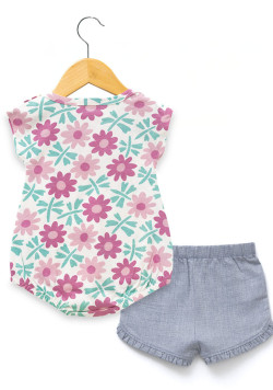 Ensemble body imprimé et short bébé fille