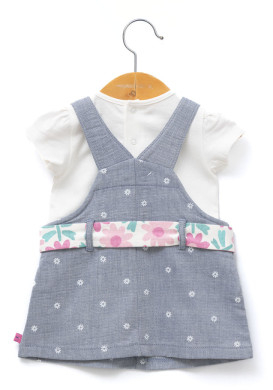 Ensemble robe salopette denim et tee-shirt fille