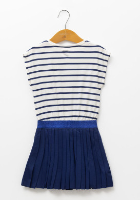 Robe effet 2-en-1 marinière bleue fille Robe effet 2-en-1 marinière bleue fille