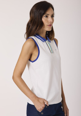 Polo sans manches Femme blanc