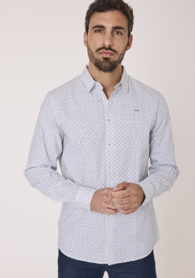 Chemise manches longues imprimée 100% coton homme Chemise manches longues imprimée 100% coton homme