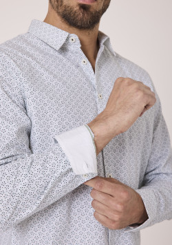 Chemise manches longues imprimée 100% coton homme