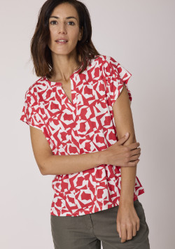Blouse femme manches courtes imprimé rouge