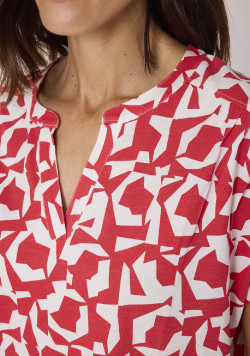 Blouse femme manches courtes imprimé rouge