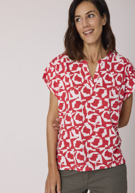 Blouse femme manches courtes imprimé rouge Blouse femme manches courtes imprimé rouge