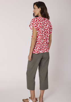 Blouse femme manches courtes imprimé rouge