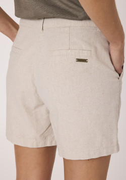 Short en coton et lin Femme grège