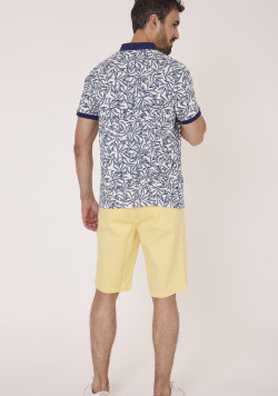 Polo manches courtes homme imprimé bleu marine