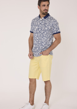 Polo manches courtes homme imprimé bleu marine