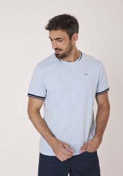 Tee-shirt manches courtes homme bleu ciel 100% coton