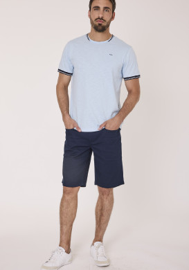 Tee-shirt manches courtes homme bleu ciel 100% coton