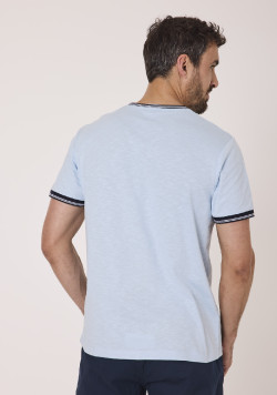 Tee-shirt manches courtes homme bleu ciel 100% coton