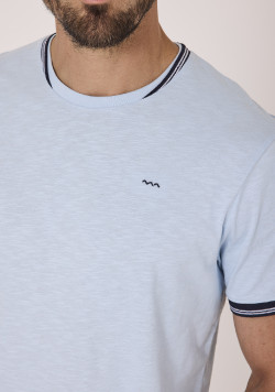 Tee-shirt manches courtes homme bleu ciel 100% coton