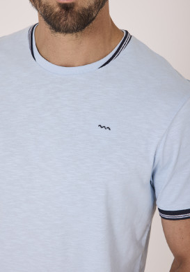 Tee-shirt manches courtes homme bleu ciel 100% coton