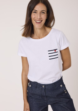 Tee-shirt manches courtes femme blanc 100% coton
